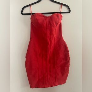 SOLD- Red Strapless Cocktail Bodycon Corset Dress size S
